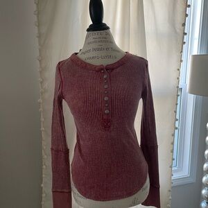 Free People Ribbed Long Sleeve Henley